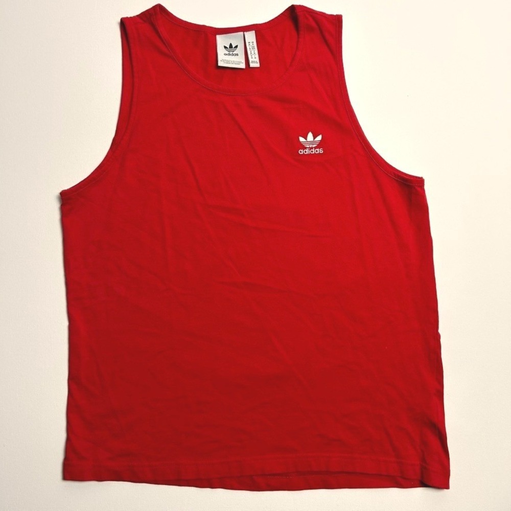 Adidas Originals Men Red Trefoil Logo Tank Top M Athleisure Retro Running Gym